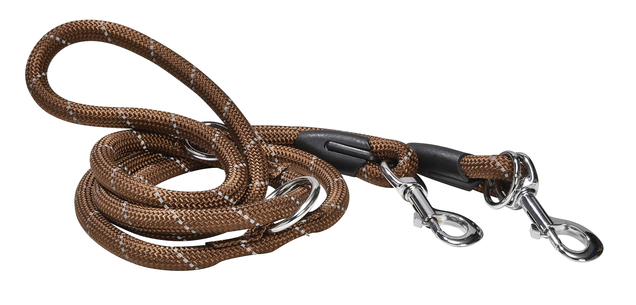 Bobby Walk Tubular Dog Leash, Training Dog Leash with Carabiner, Heavy Duty Nylon, 3 Lengths, Brown, 189 x 1.2 cm