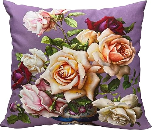 Miniatura 8 de Elegante funda de almohada decorativa de terciopelo floral de doble cara fundas de almohada de flores de 16 x 16 pulgadas (LC-786)