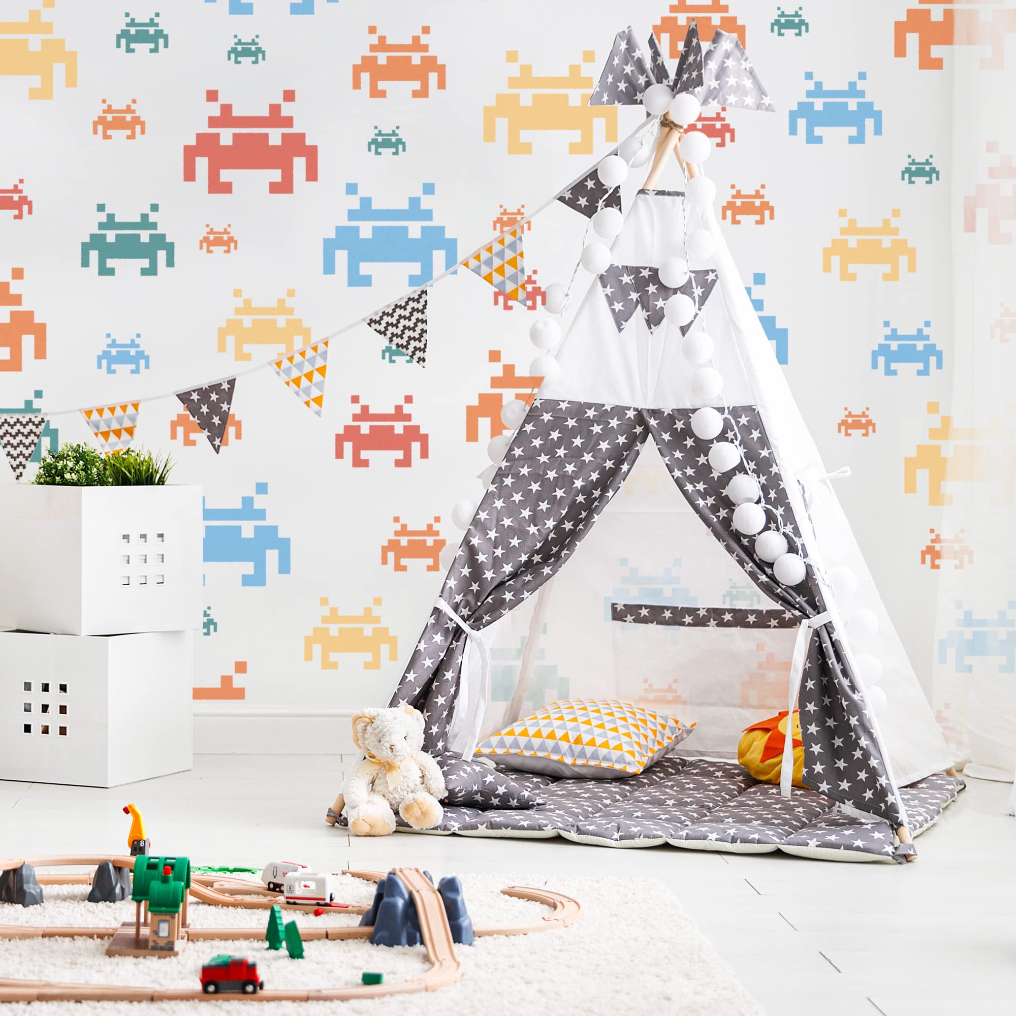 NAKLEO Painting Stencils Set for Kids 5 Pcs Templates 9x9 to 34x34cm Space Invaders Game - Image 2