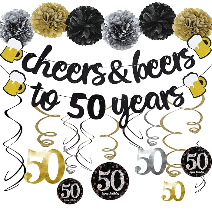 Buy Joymee 50th Birthday Party Decorations Kit Cheers & Beers to 50