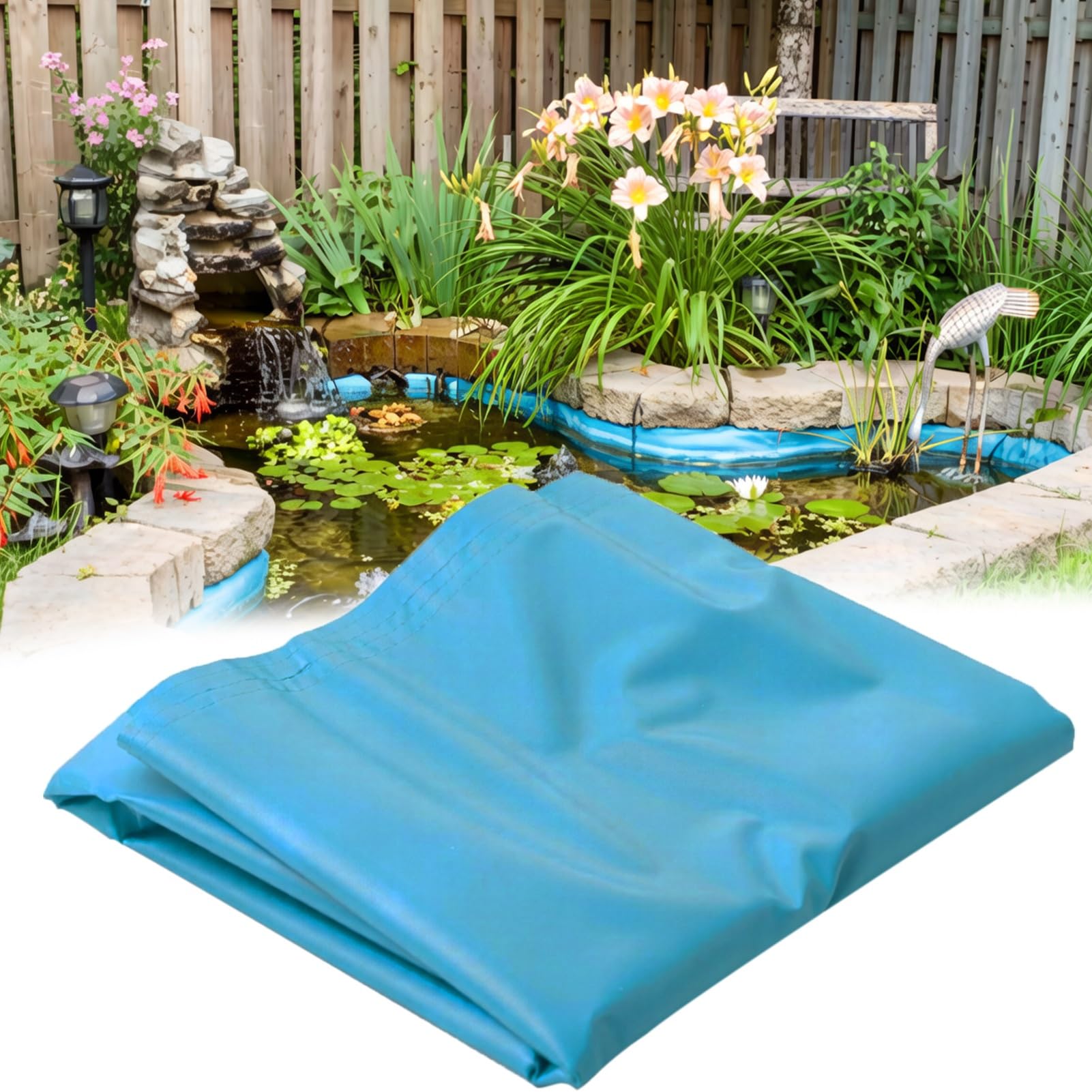 Bâche d'étang membrane étanche renforcée bleu HDPE pour aménagements de prestige