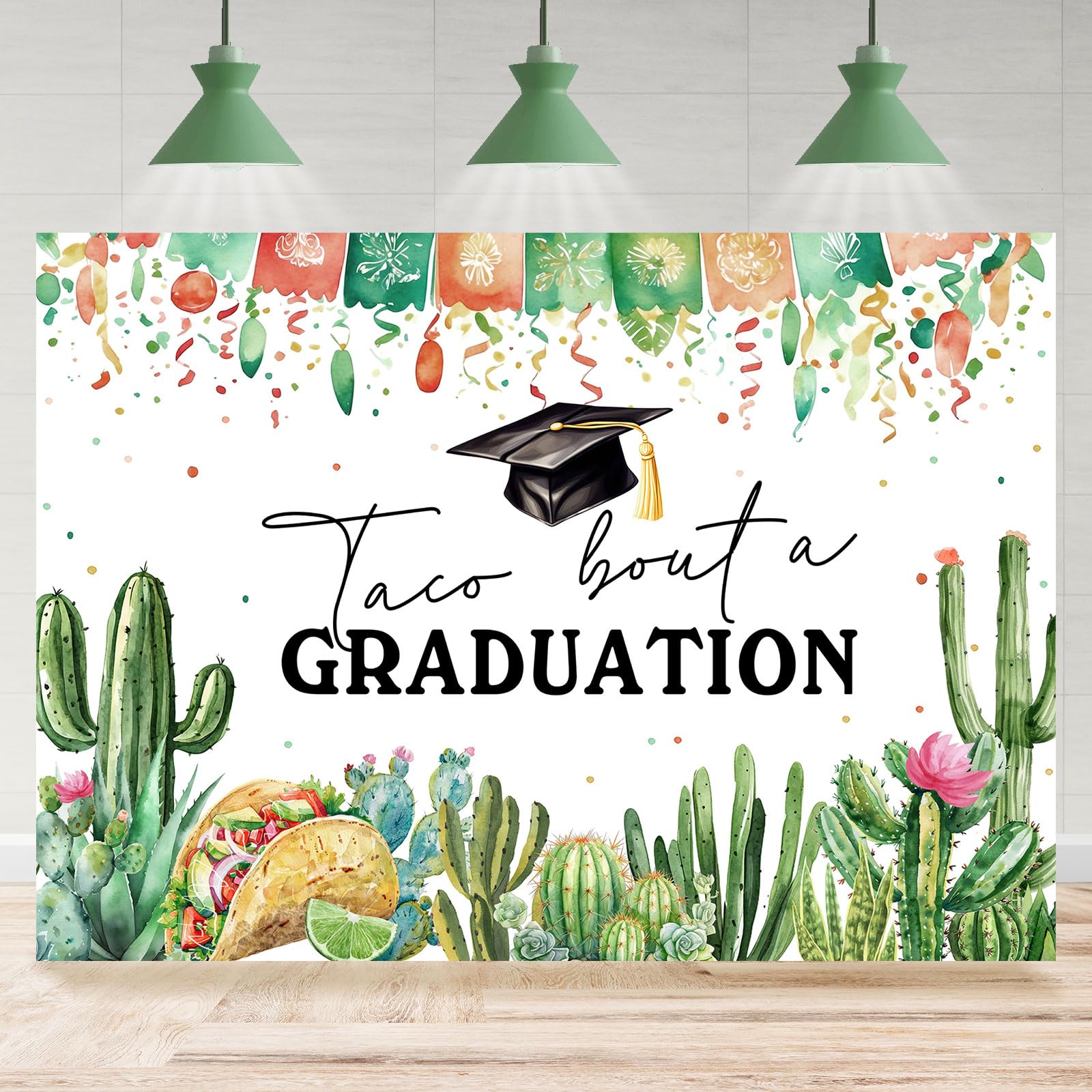 Rsuuinu Taco Bout A Graduation Backdrop Cactus Mexican Taco Graduation Photography Background Congratulations Graduate Class of 2025 Party Decoration