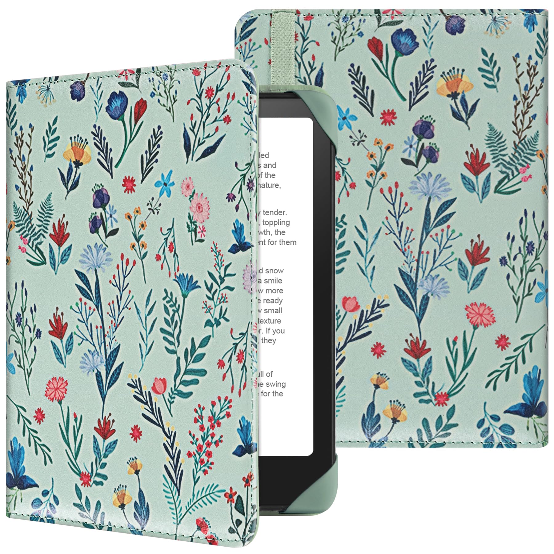 HoYiXi Universal Case for 6 inch Kindle eReader Compatible with Paperwhite(2025/2018)/PocketBook and Tolino/Kobo Clara HD,6" eReader Protective Case Cover Elastic rope,White flowers — view 7