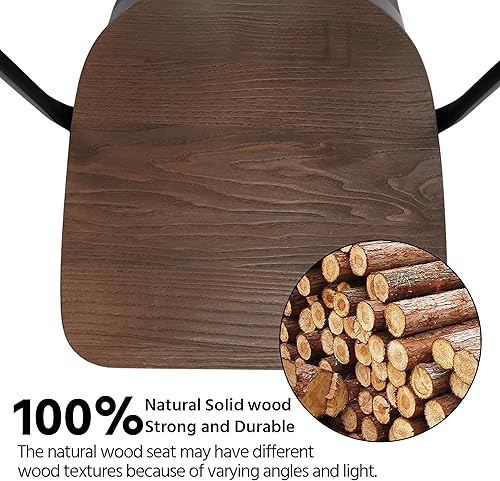 Miniatura 56 de Yaheetech Sillas de comedor de metal con asiento de madera/parte superior apilables, sillas de cocina con respaldo para interiores y exteriores,