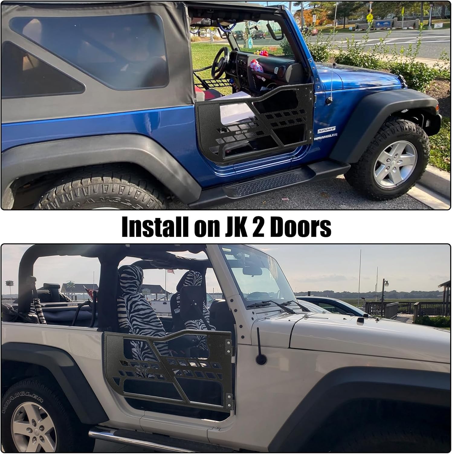 SUNPIE Tube Door 2 Doors Tubular Doors JK Half Door Front Door Compatible with 2007-2018 Jeep Wrangler JK (2 Doors Only)