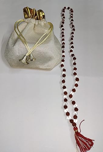 Miniatura 5 de Rudraksha y cuarzoSphatik Rock Crystal Mala 108+1 cuentas  Longitud 15 pulgadas  5 piezas Rudraksha, Gema, Cuarzo