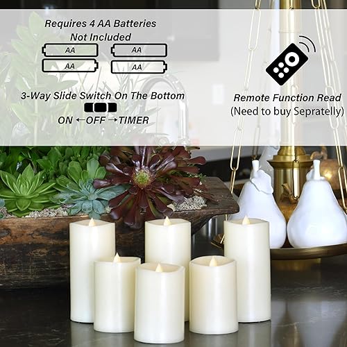 Miniatura 5 de HoogaLife Velas sin llama, efecto de llama de 1200 horas (3 pulgadas de profundidad x 5 pulgadas de alto), mecha 3D de movimiento automático, velas