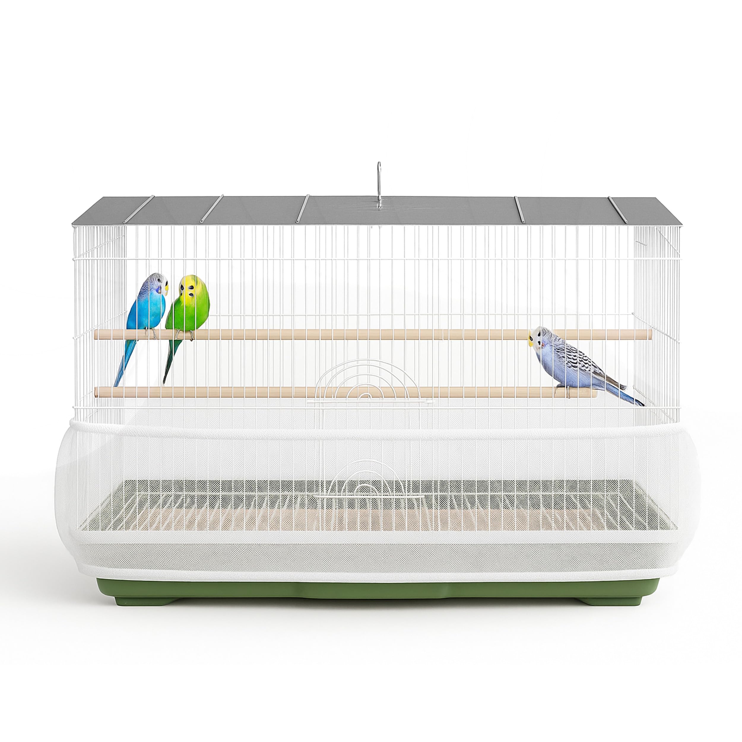 Universal Bird Cage Seed Catcher Universal Mesh Skirt Cover Stretchy Small Animal Cages Cover Pet Removable Durable Protector (White, Medium)