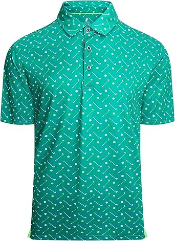 Alex Vando Mens Golf Shirt Moisture Wicking Quick-Dry Print Performance Polo Shirts for Men