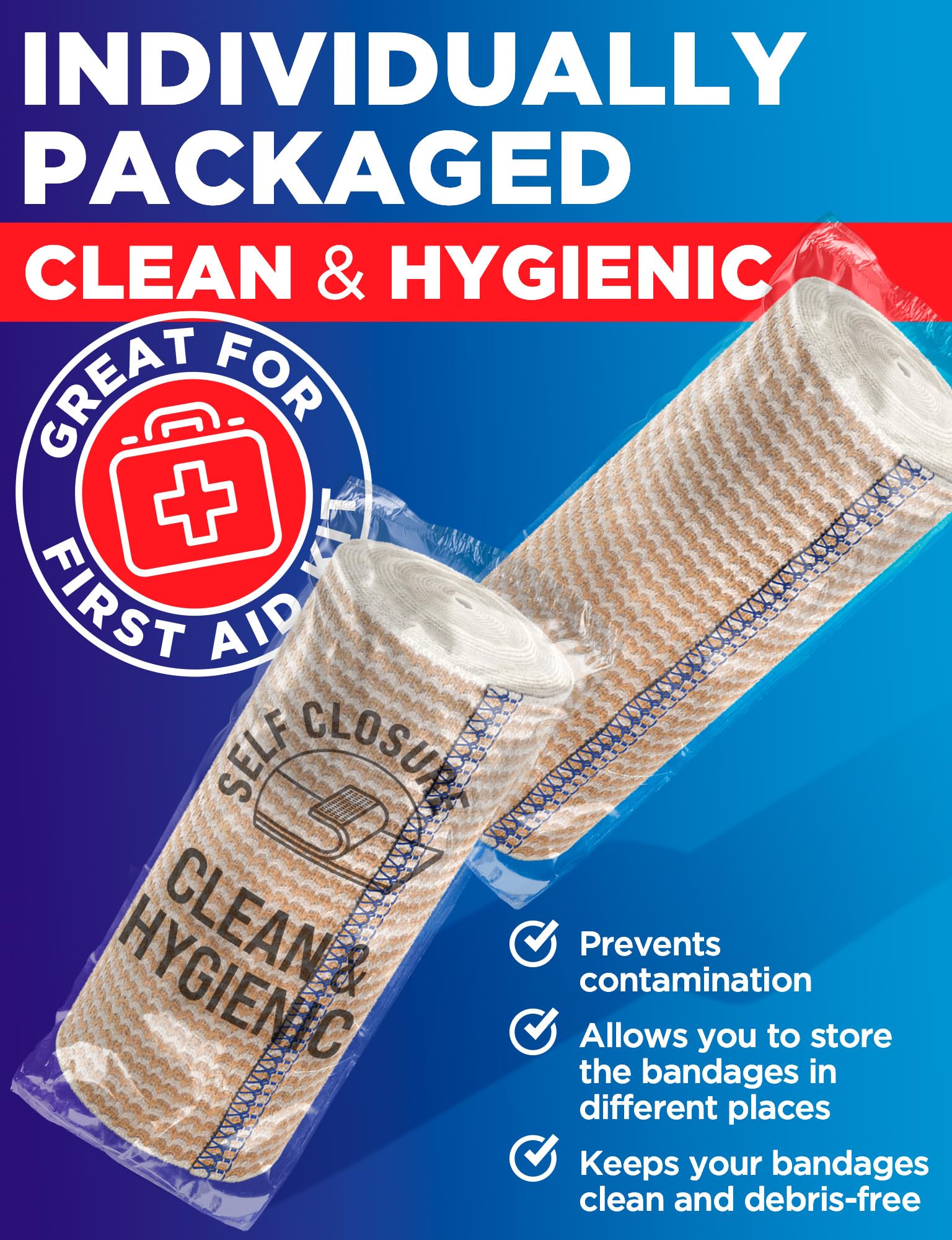 Premium Elastic Bandage Wrap - 4” (2pk) - Self-Closing Compression Bandage — Amazon image 7
