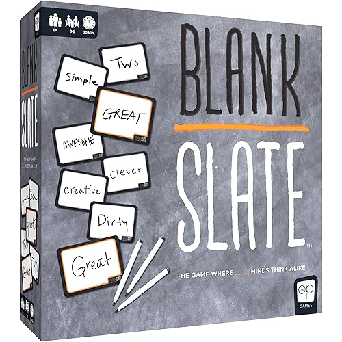 USAOPOLY BLANK SLATE, Where Great Minds Think Alike, Fun Family-Friendly Board Game, Word Association Party Game, Easy to Learn, Fun to Play Family Game Night, 3-8 Players, Ages 8+