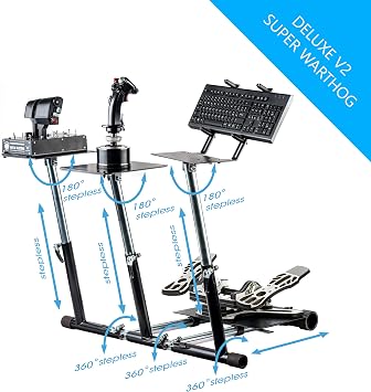 Wheel Stand Pro Super Warthog Flight stand Compatible With Thrustmaster HOTAS WARTHOG, Saitek/Logitech rudders. Rudders/mouse/keyboard/throttles not included.
