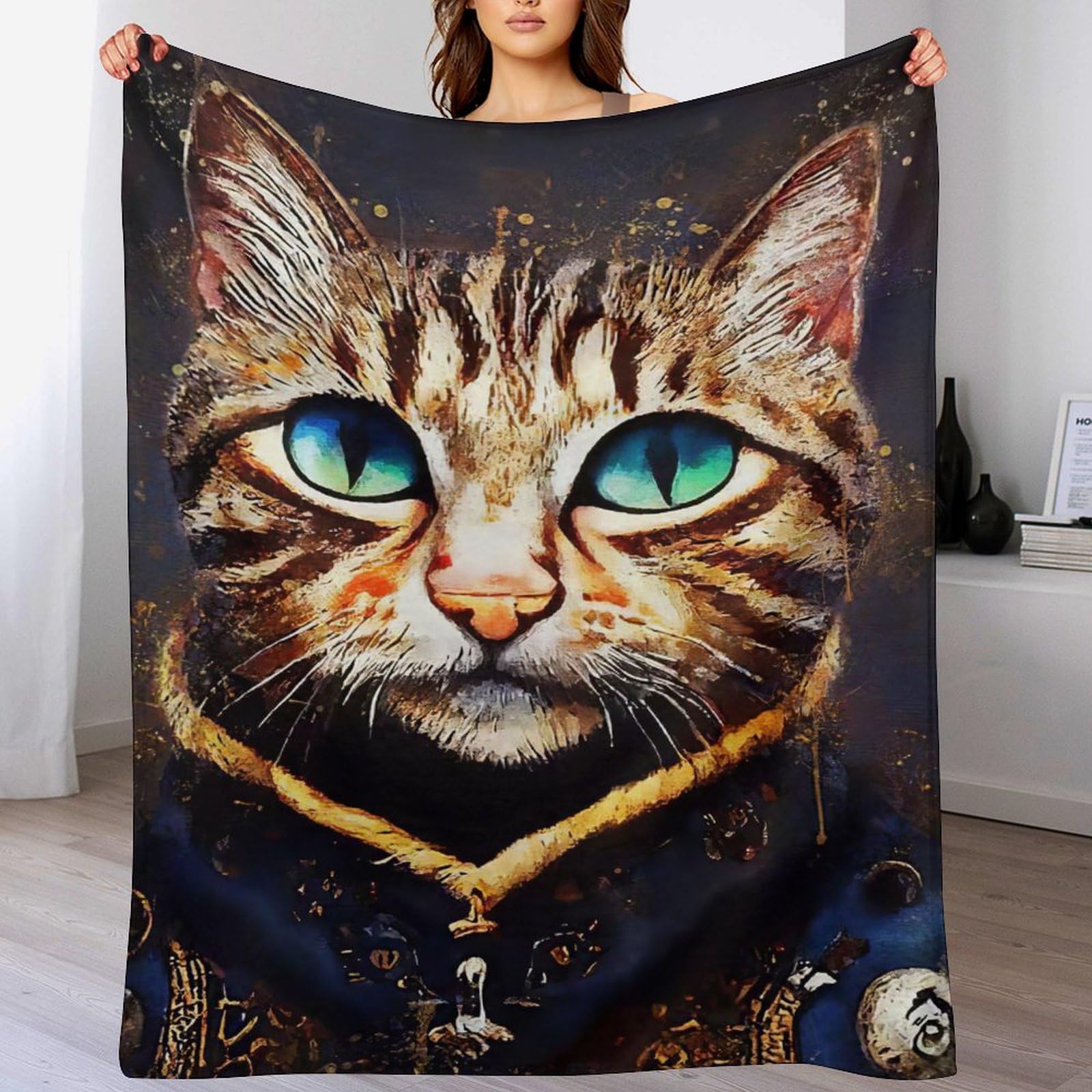 Couverture plaid chat 3D en polaire flannel douce pour vos soirées cocooning