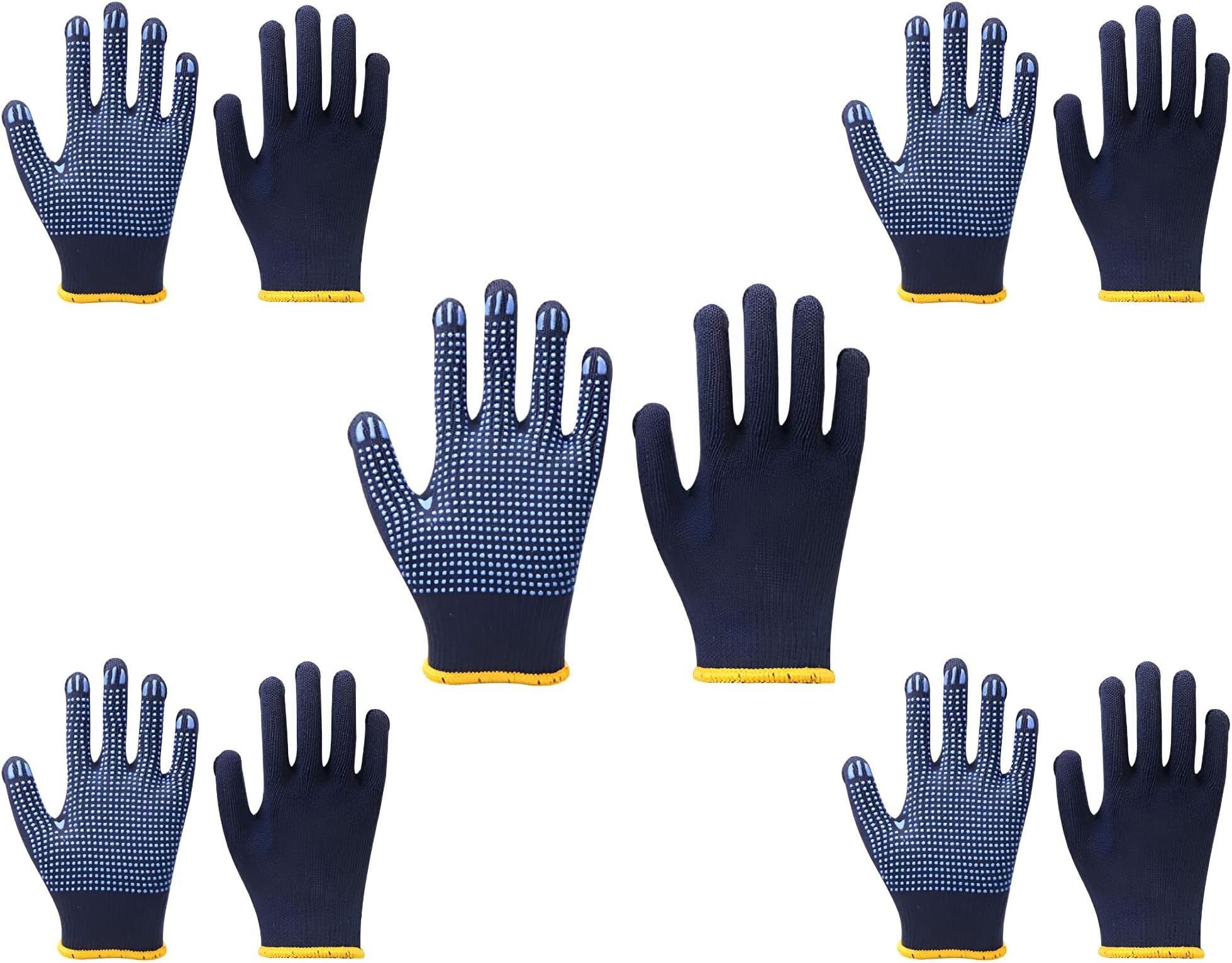 STYLERA Washable and Reusable Cotton Blue Dotted Safety Hand Gloves (Pack of 5 Gloves) Blue Colour,Gloves for Kitchen use, Industrial Safety Gloves Handing Material and Gardening use Etc.