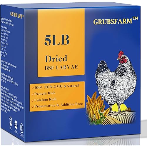 Superior to Dried Mealworms for Chickens 5lb - 85X More Calcium Than Mealworms - Non-GMO Chicken Feed - Molting Supplement - BSF Larvae Treats for Hens, Ducks, Turkeys, Wild Birds, Quails