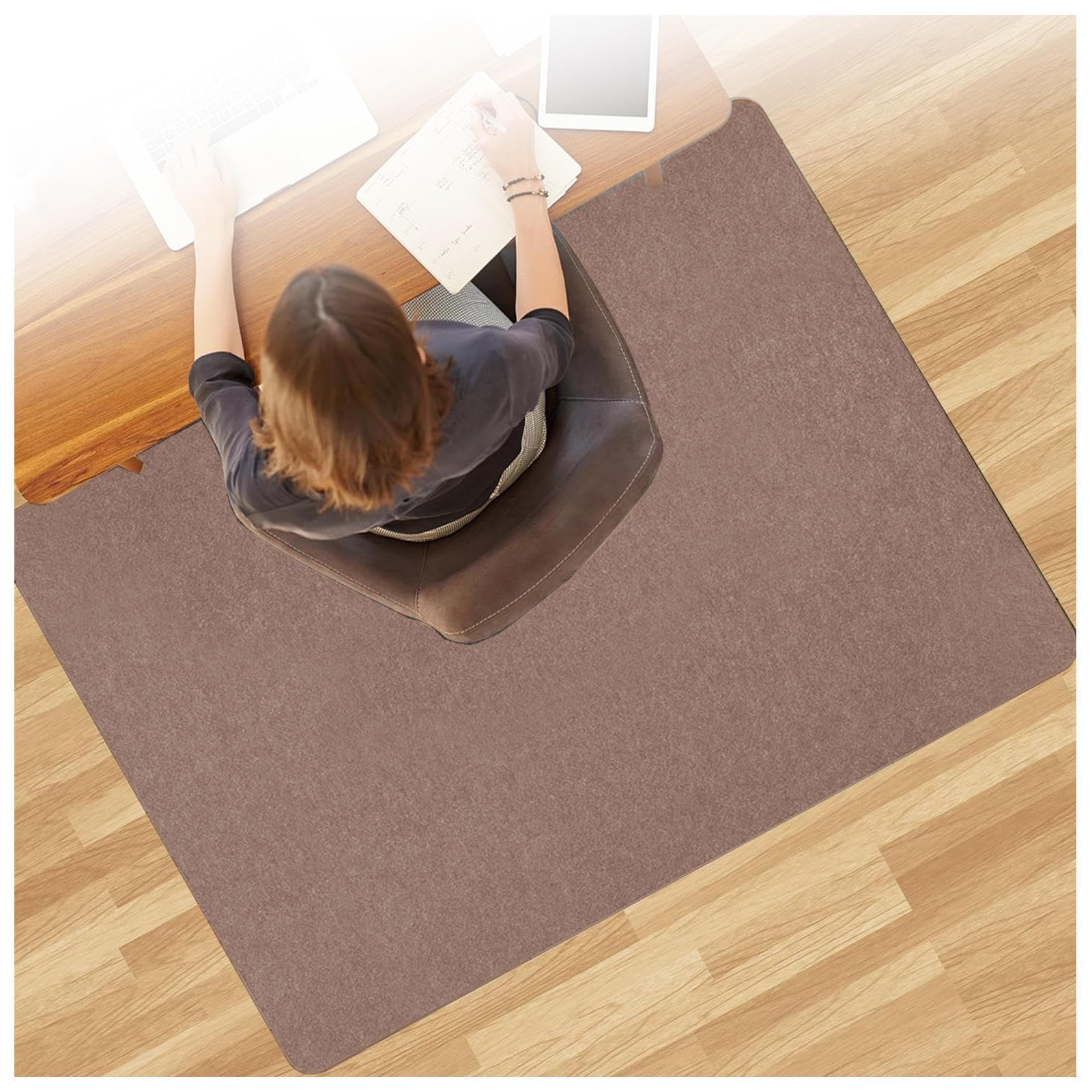 Tapis Bureau Sol Revêtement antidérapant,Matériau Résistant, Tapis De Chaise Tapis Chaise Gaming Protège Les Sols, pour Gaming et Le Travail,Brown-120×150cm