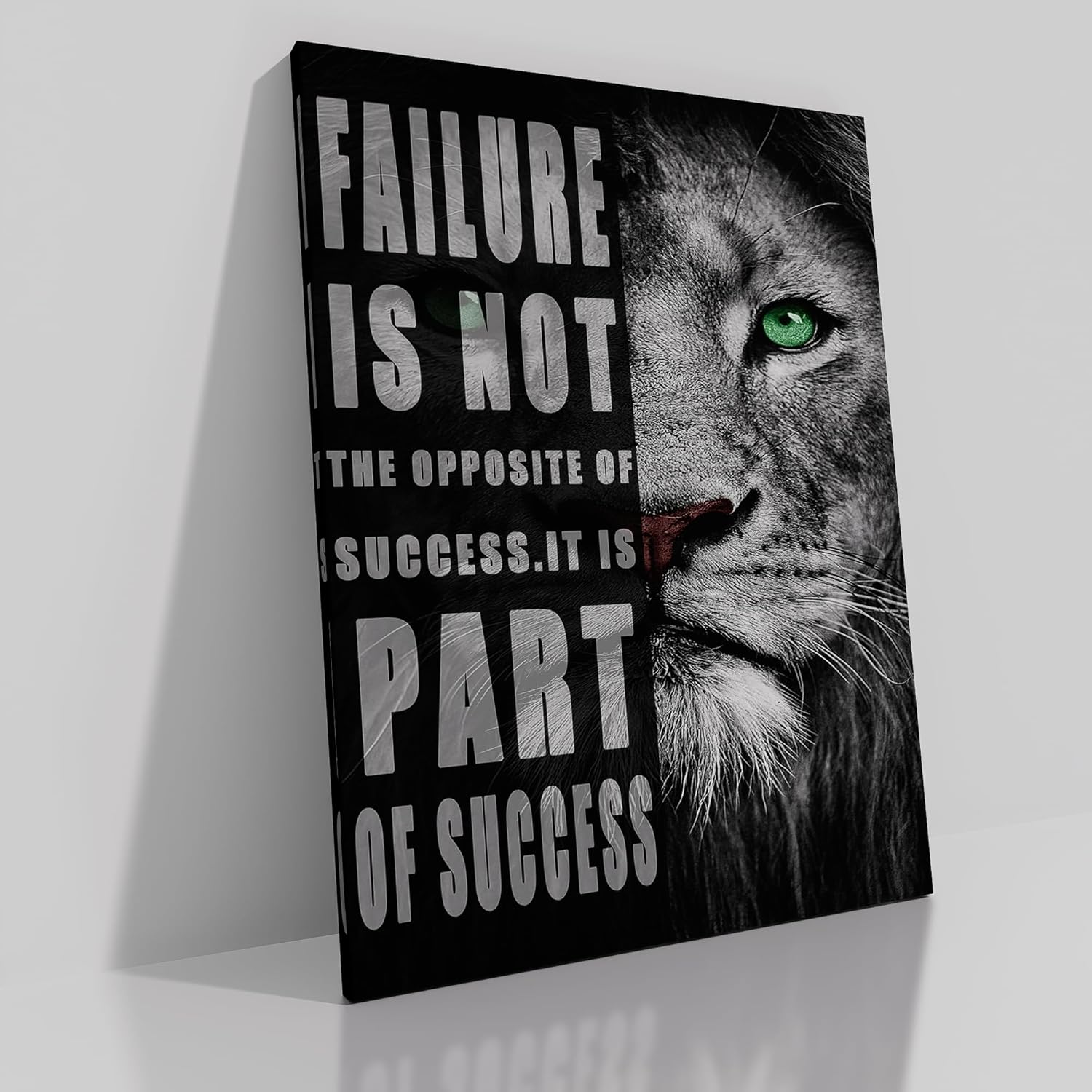 Motivational Wall Art Lion animal Canvas Poster Prints Success Inspirational Picture Entrepreneur Quote Home Office Bedroom Decor Wooden Framed Wall Decor Ready to Hang [18''W x 24''H] 24"L x 18"W Inspirational-26