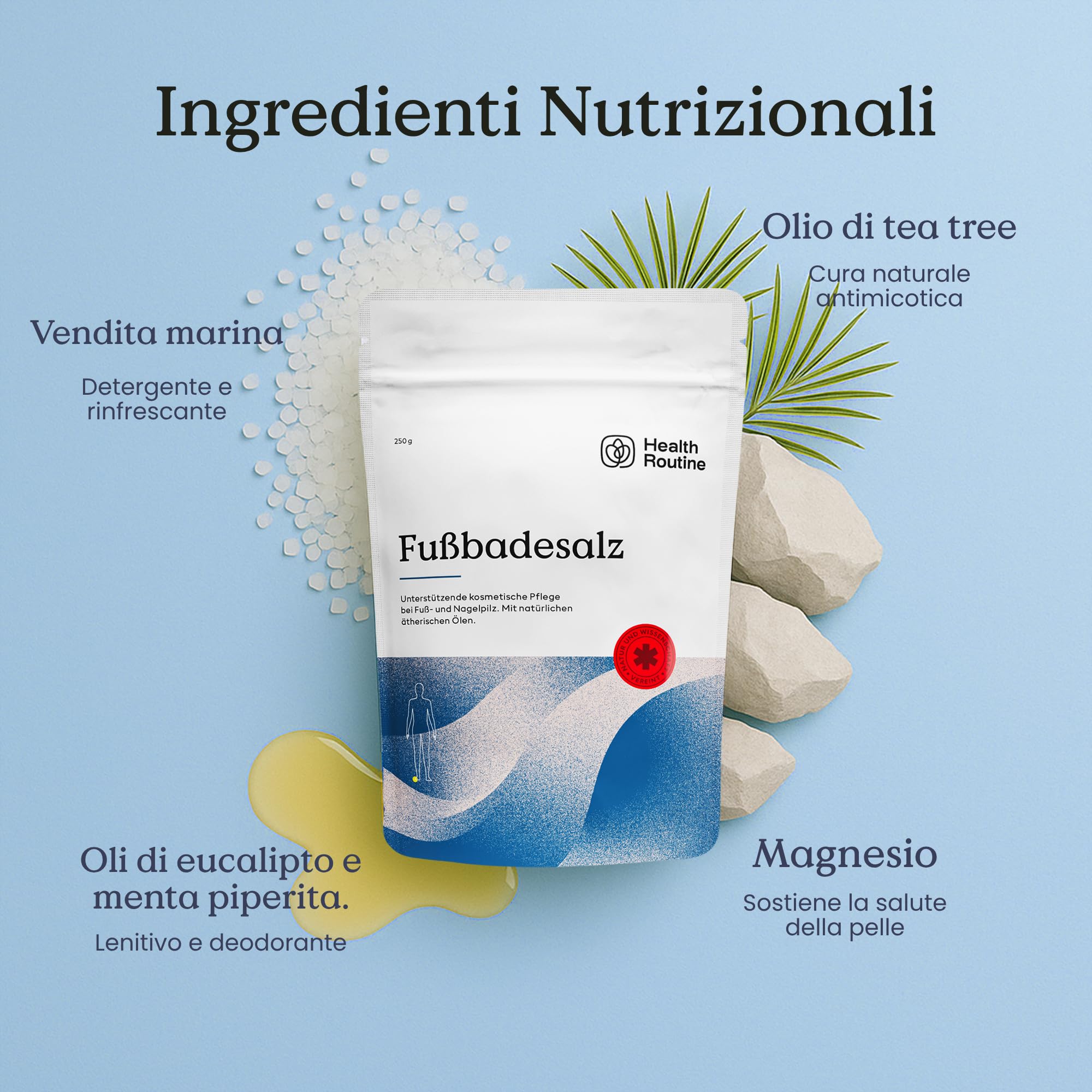 Health Routine Fußbadesalz – Sale per pediluvio con olio di tea tree