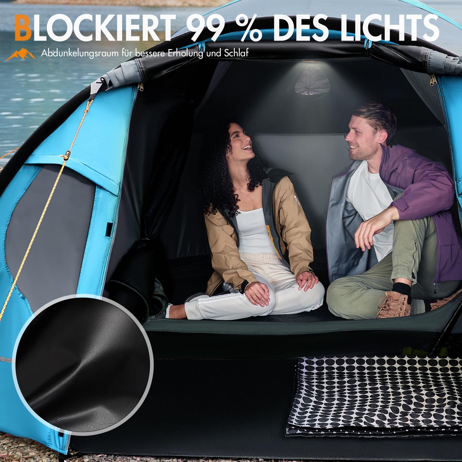 PORTAL Blackout Zelt 3-4 Perosonen mit Vorzelt Camping Kuppelzelt 4000mm wasserdicht Familienzelt Festivalzelt Outdoor für Camping Reise