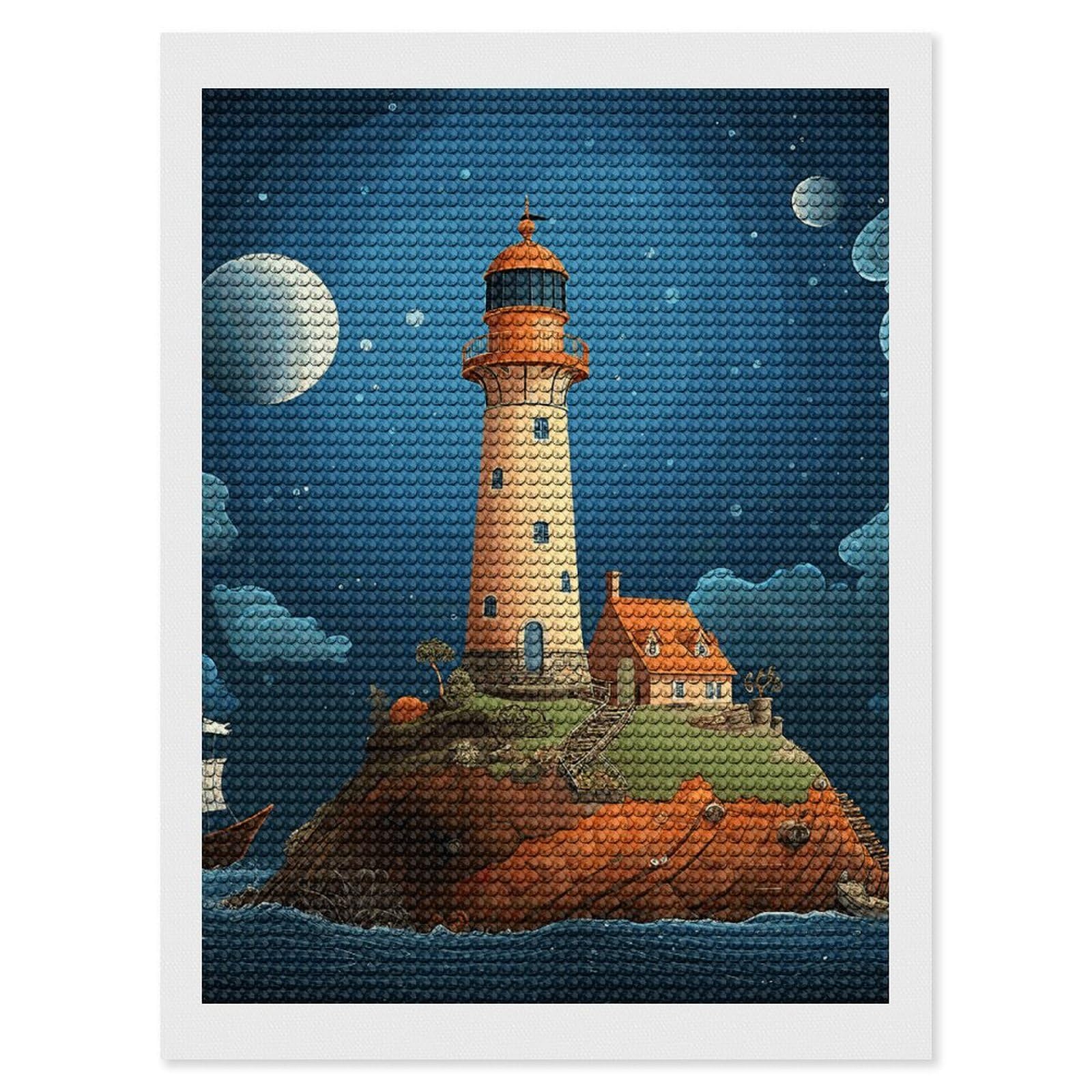 Diamond Painting Kits for Adults - DIY Diamond Art Kits for Beginners - Full 5D Paint Drill Diamond Dots Paintings- Catoon Whale Lighthouse Diamonds Pictures Gem Art And Craft Wall Decor 12"x16"