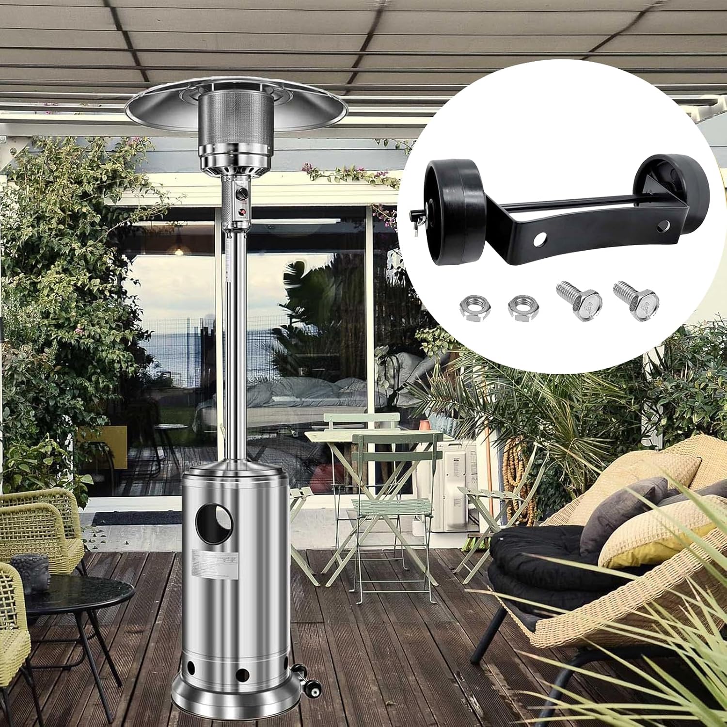 Outdoor Patio Heater Propane Universal Patio Heater Wheel Kit Pati o H eater Replacement Parts outdoor Heaters for Heater Propane Easy to Move/Install image 5