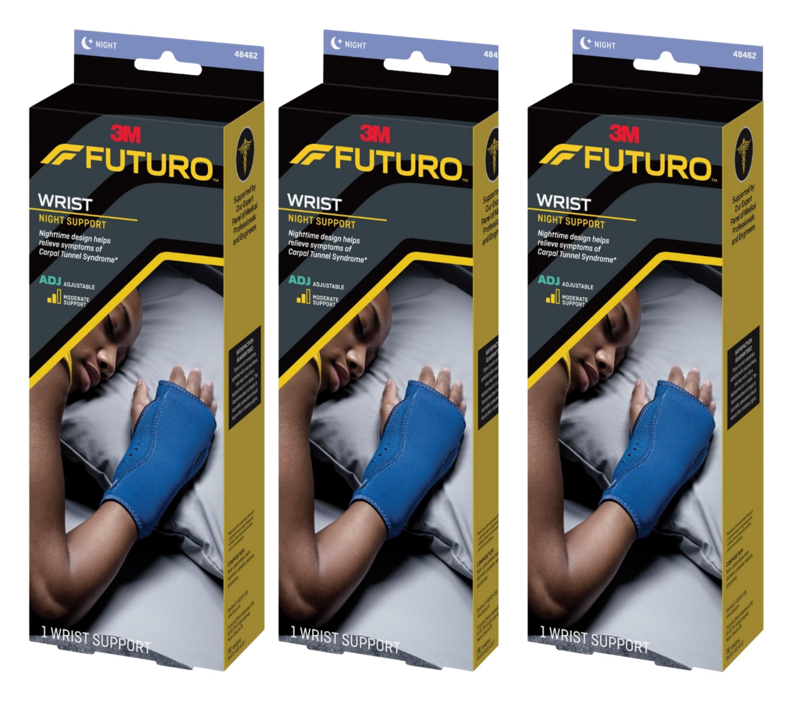 Futuro Night Wrist Sleep Support Brace Adjustable Nighttime Splint for Carpal Tunnel Relief Cushioned Beads and Removable Stabilizer