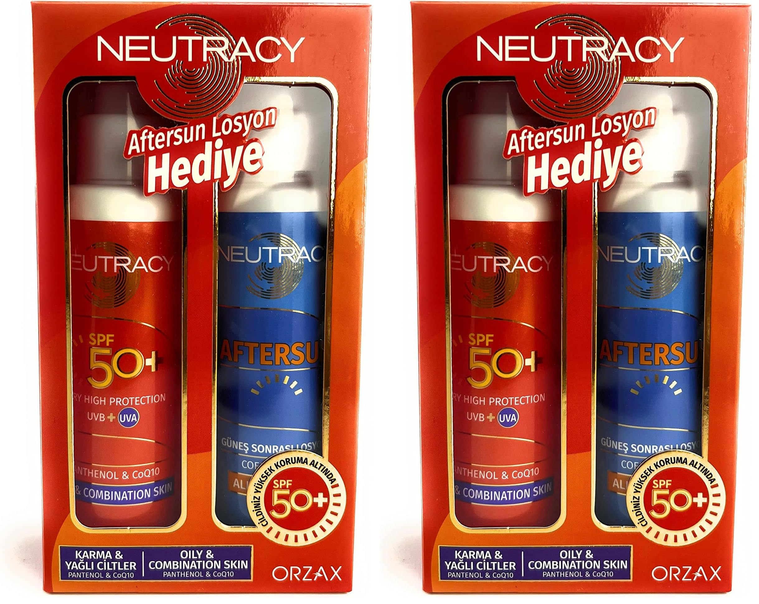 Orzax Neutracy Güneş Koruyucu Set Karma & Yağlı Ciltler İçin - Güneş Kremi SPF50+ 150 ml + After Sun Losyon 150 ml (2 paketi)