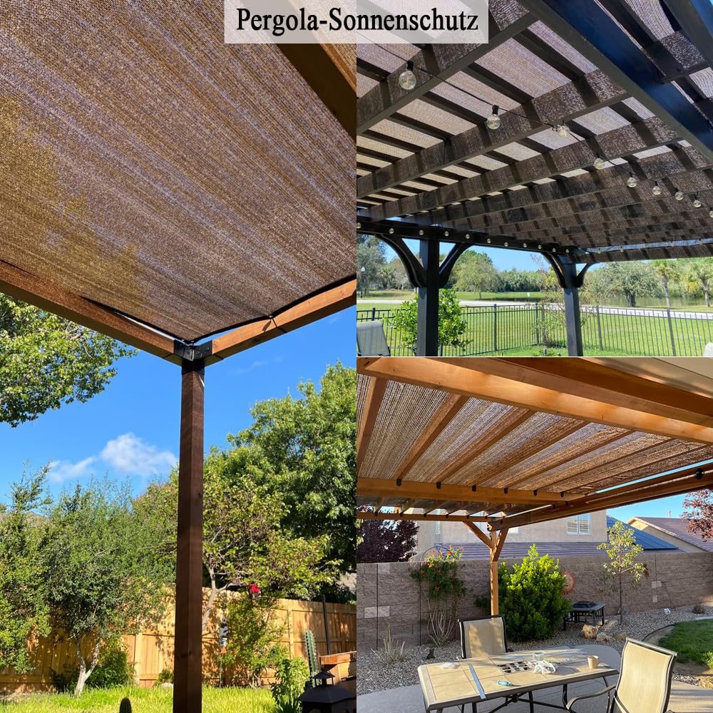 Malla de Sombreo 90% con Ojales, 2,4x4,5 m, Tejido HDPE 200 g/m², Malla de Ocultación Transpirable y Resistente a los UV, Red de Sombra para Jardín, Terraza, Pérgola y Porche, Marrón