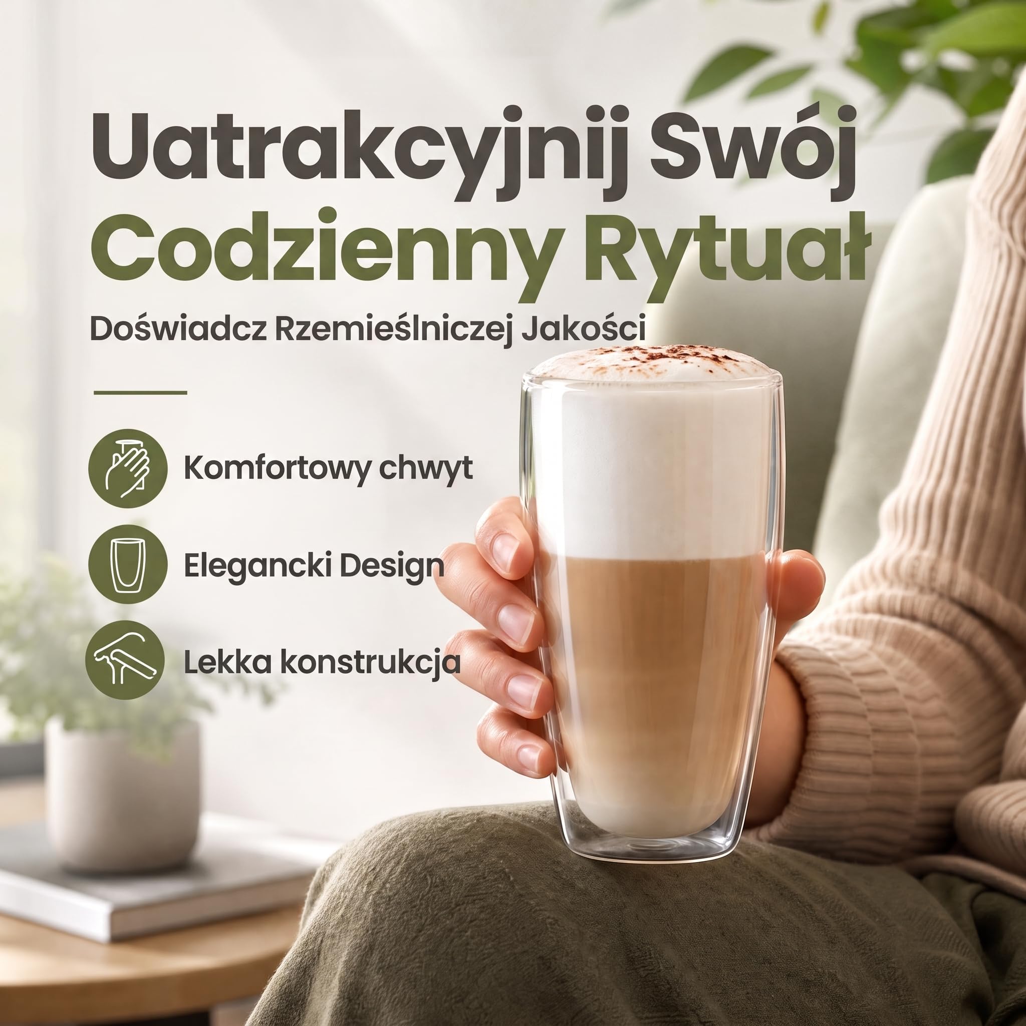 Dimono® Szklanki z Podwójną Ścianką 12 szt. - Latte & Koktajle | Ręcznie dmuchane szkło borokrzemianowe - efekt unoszenia napoju - do latte macchiato, wody i long drinków