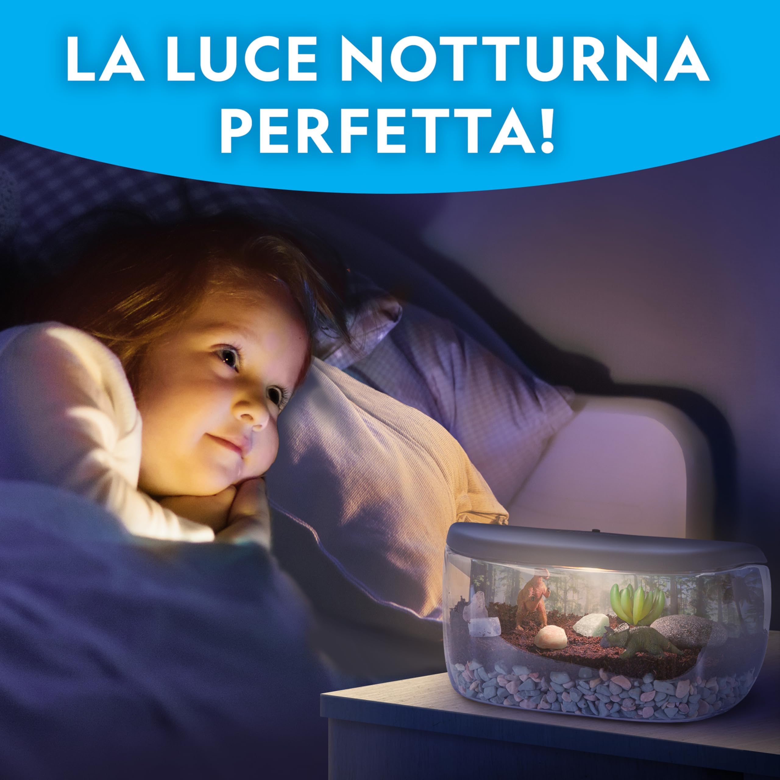 NATIONAL GEOGRAPHIC Terrarium Luminoso per Bambini – Crea un Habitat con Piante Vere ed Elementi Preistorici, Kit Scientifico con Dinosauri