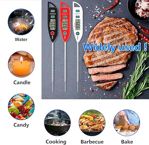 Miniatura 7 de BOMATA Paquete de 6 termómetros impermeables IPX7 para carne, termómetro de lectura instantánea para alimentos con sonda larga para agua, líquido,