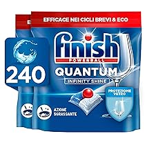 Finish 2 Confezioni di 120 Capsule Lavastoviglie Quantum Infinity Shine, Detergenti per Lavastoviglie per una Pulizia e Brillantezza Efficace