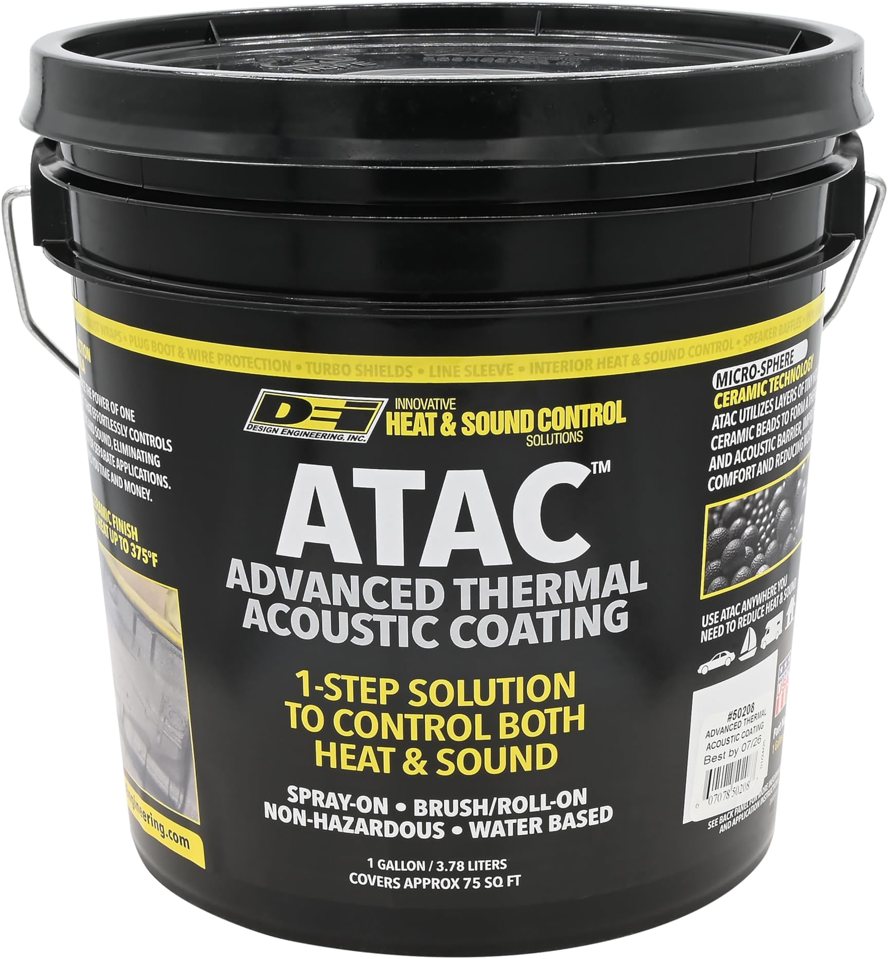 Design Engineering ATAC Advanced Thermal Acoustic Coating - 1 Gallon - Non-toxic 2-in-1 Sound & Heat Barrier For Automobile Interiors, Hi-Tech Ceramic Micro-Sphere Technology Dampens Noise & Vibration