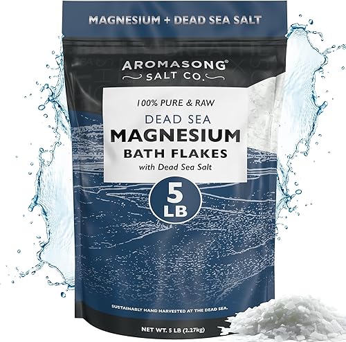 Miniatura 8 de Copos de magnesio RAW + sales del mar muerto para remojar paquete resellable de 5 libras  Sales de baño orgánicas relajantes musculares, copos de