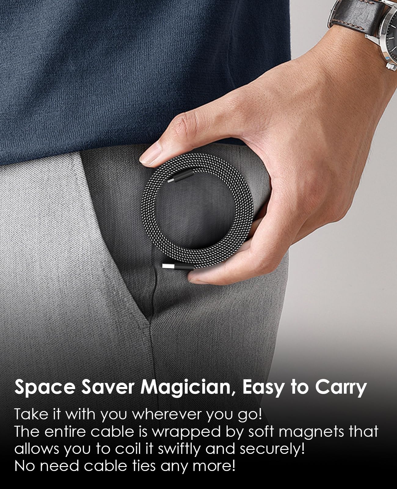 Magtame Cavo USB A a USB C, 1,5 m, Piatto e Retrattile, Ricarica Rapida Tipo C, Flessibile, Compatibile con Phone 15 Pro Max, Samsung, Pad