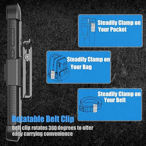 Vista 4 de Tekcoo Funda con clip para Moto Z4 / Motorola Moto Z4, [Tshell] Absorción de golpes [Pantalla integrada] Cinturón de bloqueo giratorio seguro