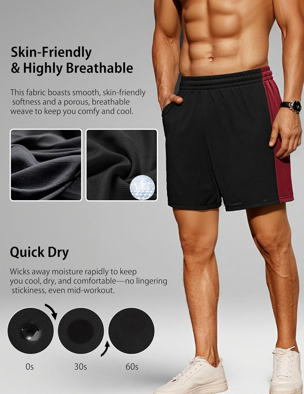OYGSieg 6 Pack Mens Mesh Athletic Basketball Shorts Gym Shorts with Pockets, Quick Dry Workout Running Shorts Casual for Men - Image 4