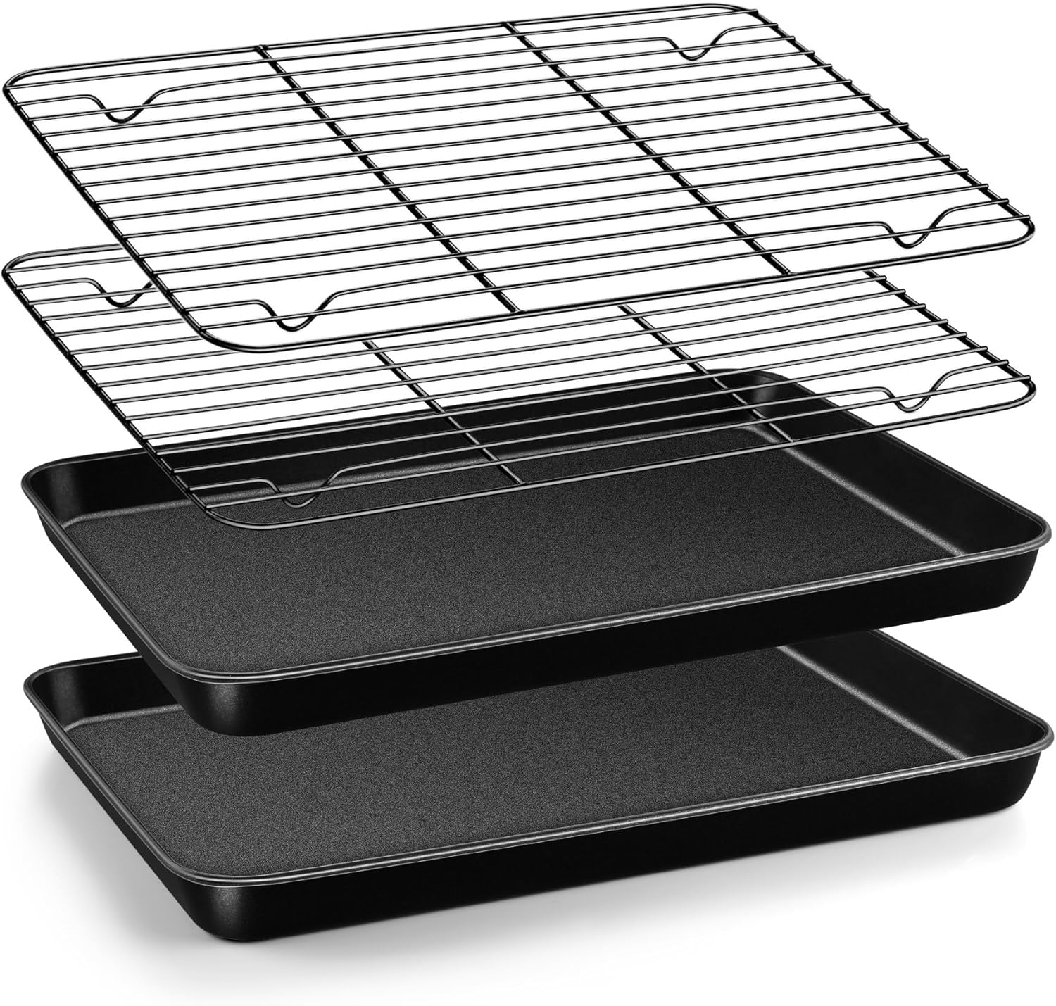 TeamFar Toaster Oven Pan with Rack, 12.5 x 9.7 x 1” Coated Carbon Steel Cookie Baking Pan Tray with Cooling Rack, for Baking/Roasting/Cooling, Healthy & Heavy-Duty, Non-Stick & Easy Clean TeamFar Toaster Oven Pan with Rack, 12.5 x 9.7 x 1” Coated Carbon Steel Cookie Baking Pan Tray with Cooling Rack, for Baking/Roasting/Cooling, Healthy & Heavy-Duty, Non-Stick & Easy Clean