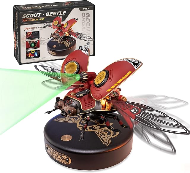 ROKR Beetle Metal Model kits For Adults to Build,3D Wooden Puzzle,Home Desk Decoration Gift For Teens and Adults(MI02)
