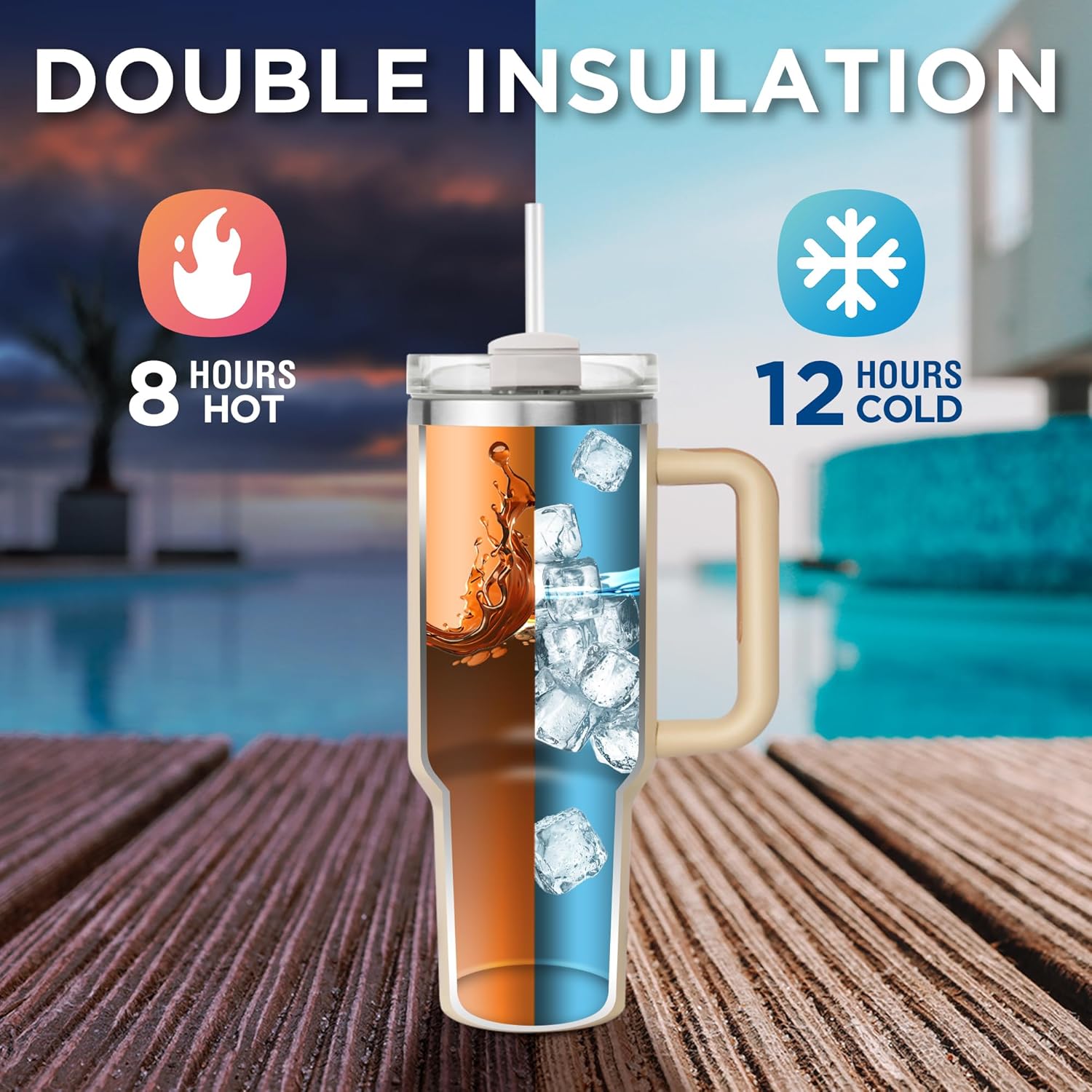 40 oz Stainless Steel Tumblers with Handle, Spill-proof Lid and Straw, Double-Walled Insulated, BPA-Free, Perfect for Hot and Cold Drinks, Rose Quartz - Image 5