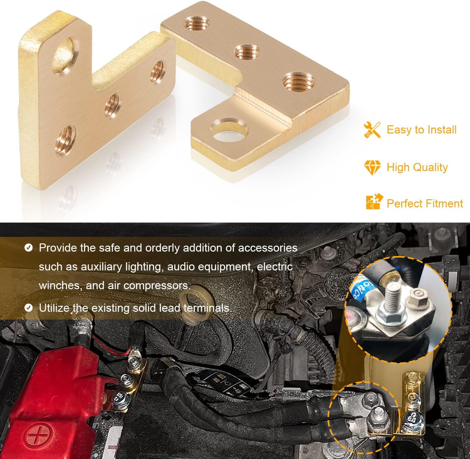 Extreme Duty Battery Terminals for Jeep Wrangler JL & Gladiator JT 2018 2019 2020 2021 2022 2023 2024 2025