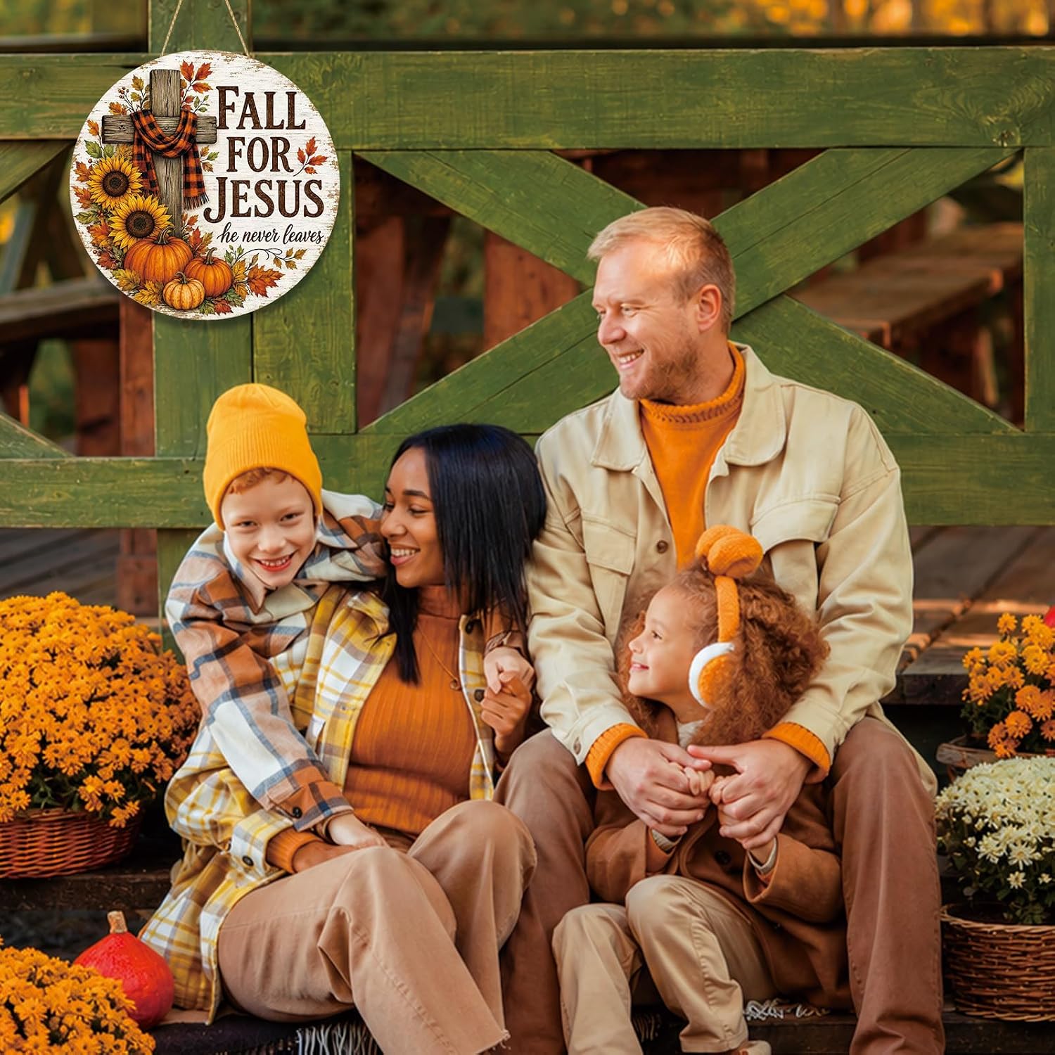 Fall for Jesus He Never Leaves Sign Fall Door Decor for Home Decor