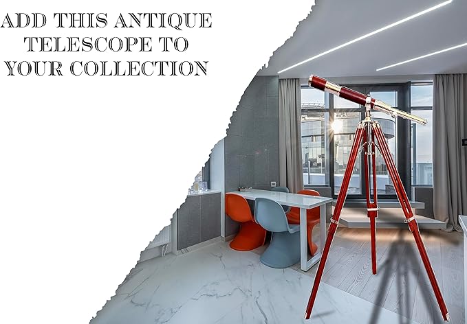 Telescopio Vintage de Trípode de Madera con Lente de 52 mm miniatura 9