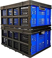 Vista 10 de Caja de almacenamiento plegable de 22 pulgadas de largo x 15 pulgadas de ancho x 10.7 pulgadas de alto, contenedor de plástico plegable y apilable