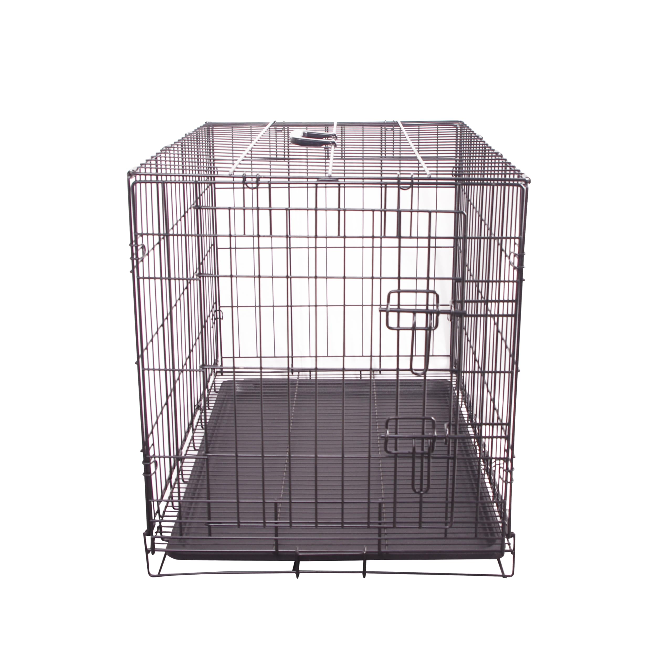 Jaula de Alambre de Metal Duradera y Plegable para Perros con Bandeja, Puerta Individual, 76 x 48 x 53 cm, Color Negro