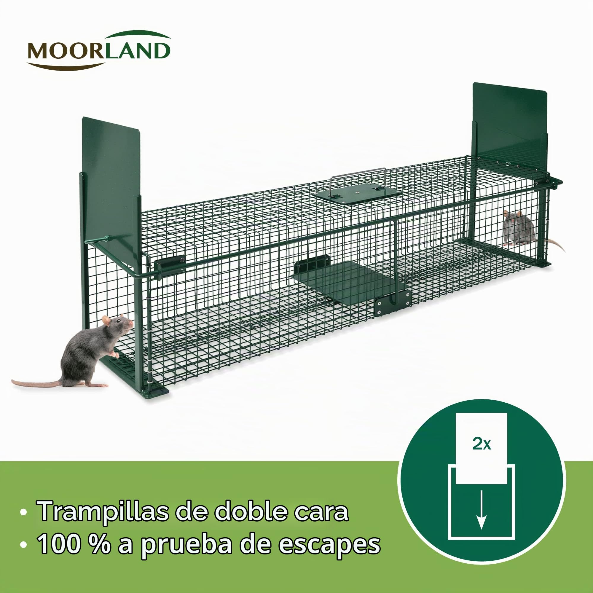 Moorland Trampa Viva XXL para martas con 2 entradas Reutilizable Caja Gatos | 100x25x25cm de animales para zorros estable y respetuosa ratas jaula captura Safe 5007