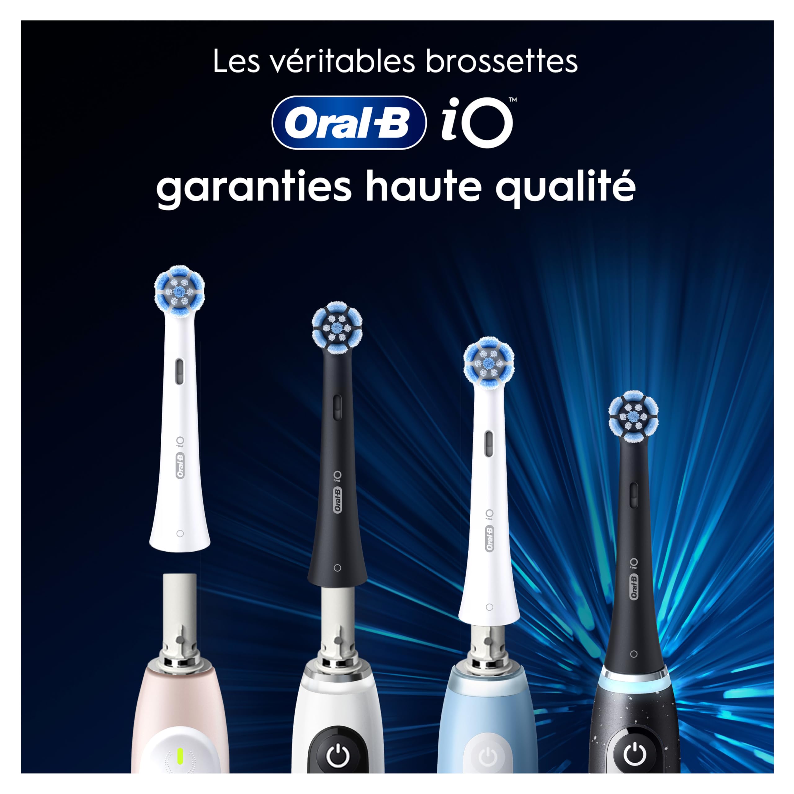 Oral-B Brossettes de Rechange Ultimate Clean, lot de 8, Blanches | Recharges Brosse à Dents Électrique iO, pour Adultes, Tête Ronde pour un Brossage en Profondeur, Emballage en Carton