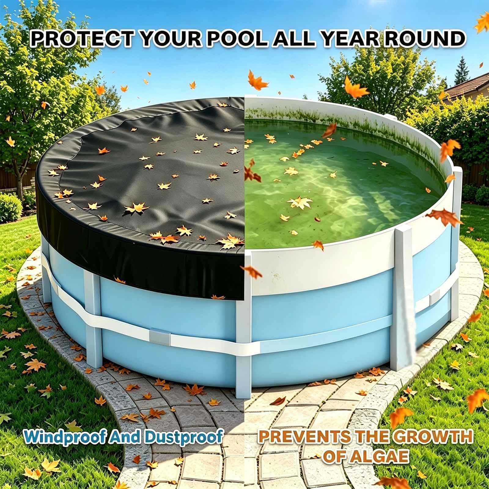 Couverture De Piscine avec Cordon Housse Piscine Imperméable Pliable Oxford Housse pour Baignoire Piscine,Gray-144 * 12inches（366 * 30cm）