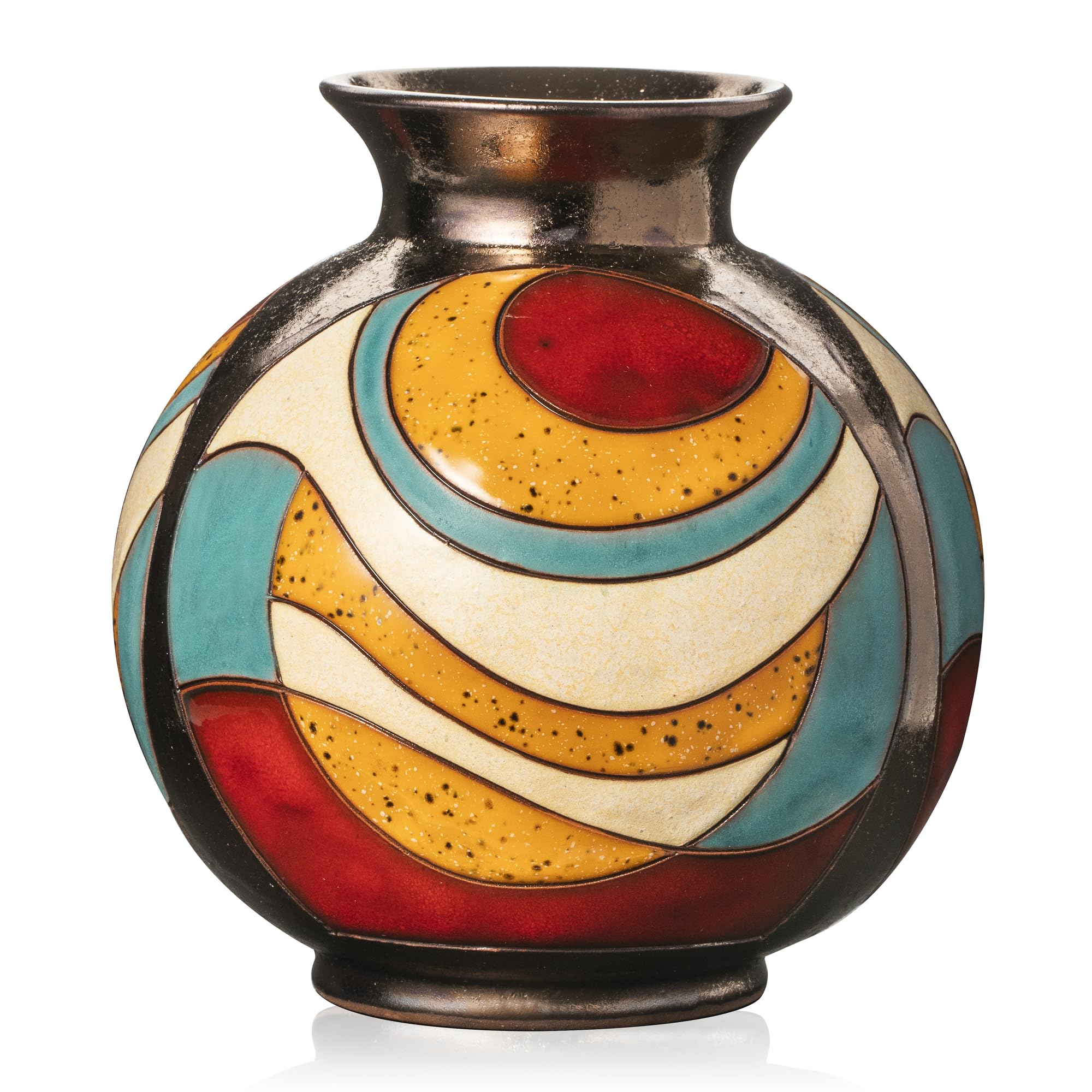 Sponsored Ad – Wheel-Thrown Handmade Vases – Artisan Pottery Flower Vases, 16cm Tall Ceramic Vase with Hand-Glazed Pattern for Home Decor and Gifts – Ball Vase 1