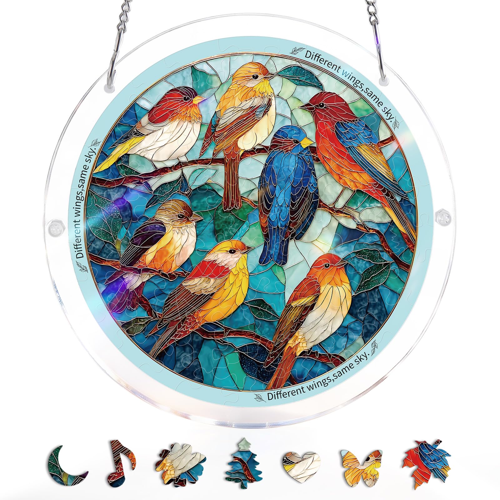 Acrylic Puzzle Window Hanging, Colorful Starry Moon Cat Sun Catchers Panel SunCatchers 83 Pieces Puzzles Decor for Birthday Women, Men, Wife, Aunt, and Mom 7.36 in — view 17